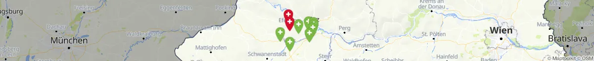 Kartenansicht für Apotheken-Notdienste in der Nähe von Pupping (Eferding, Oberösterreich)